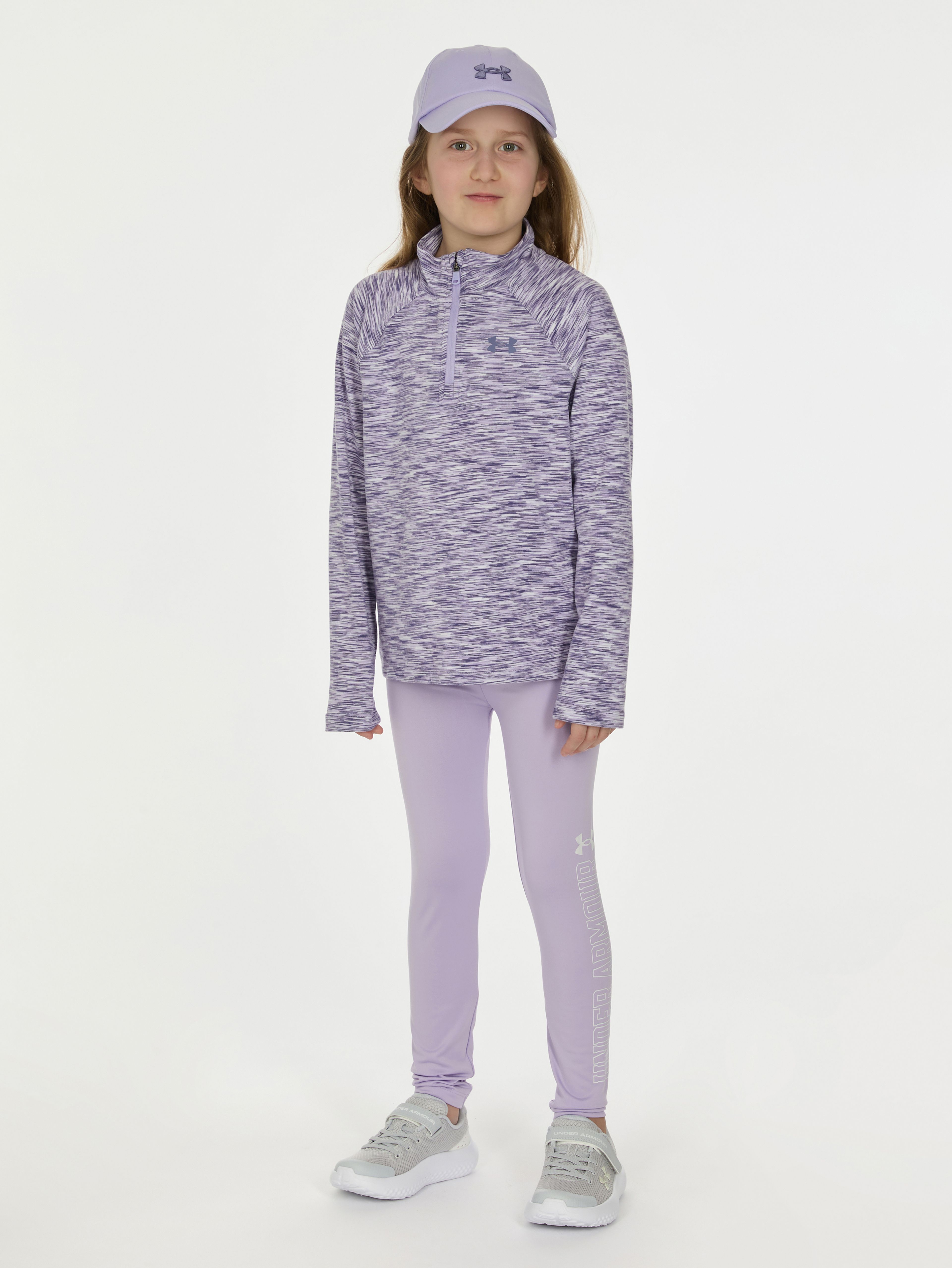 Tüdrukute komplekt Under Armour UA 1/4 ZIP LEGGING SET-PPL