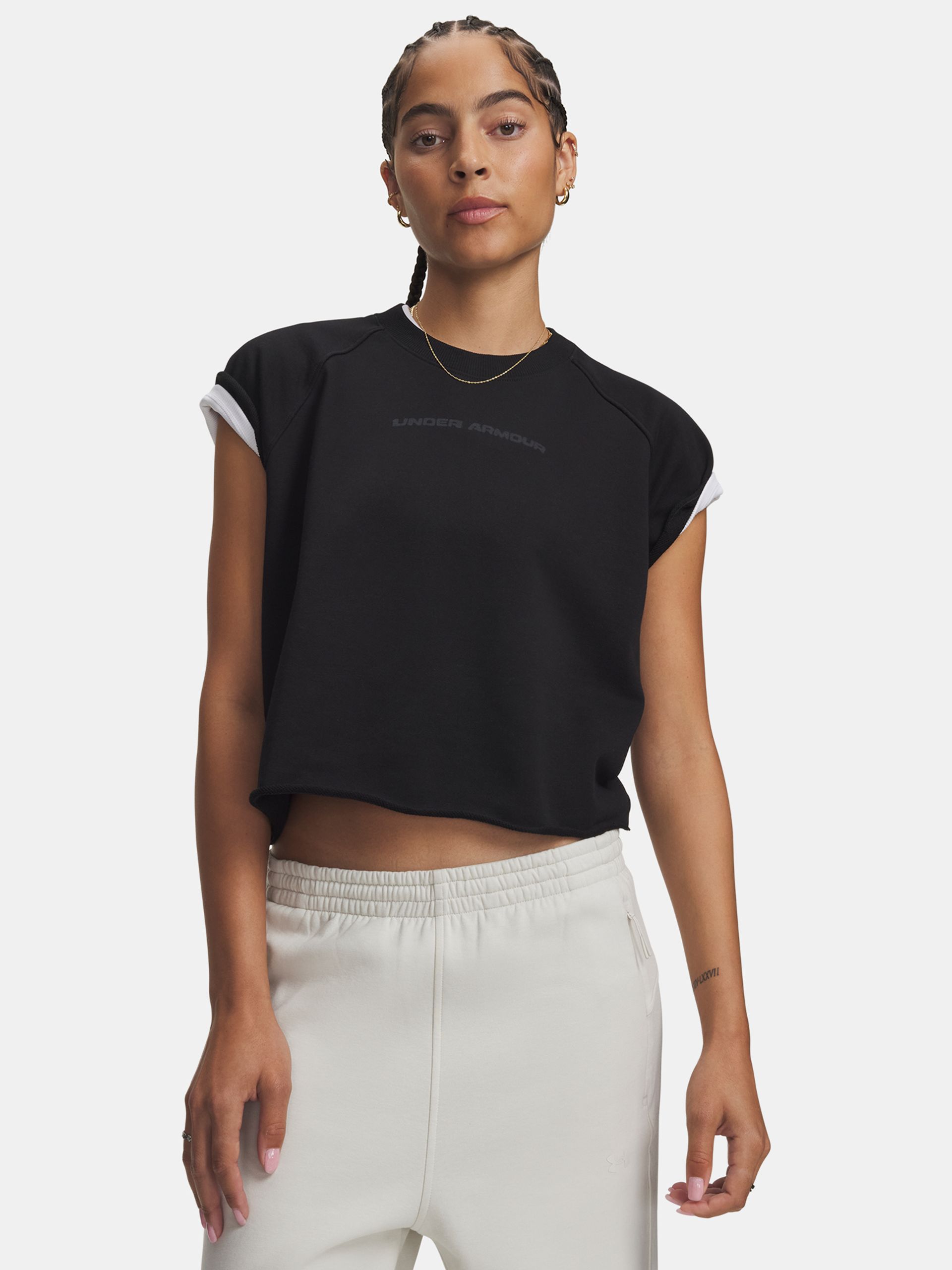 Moteriški marškinėliai Under Armour Icon WM Cut Off SS - 001