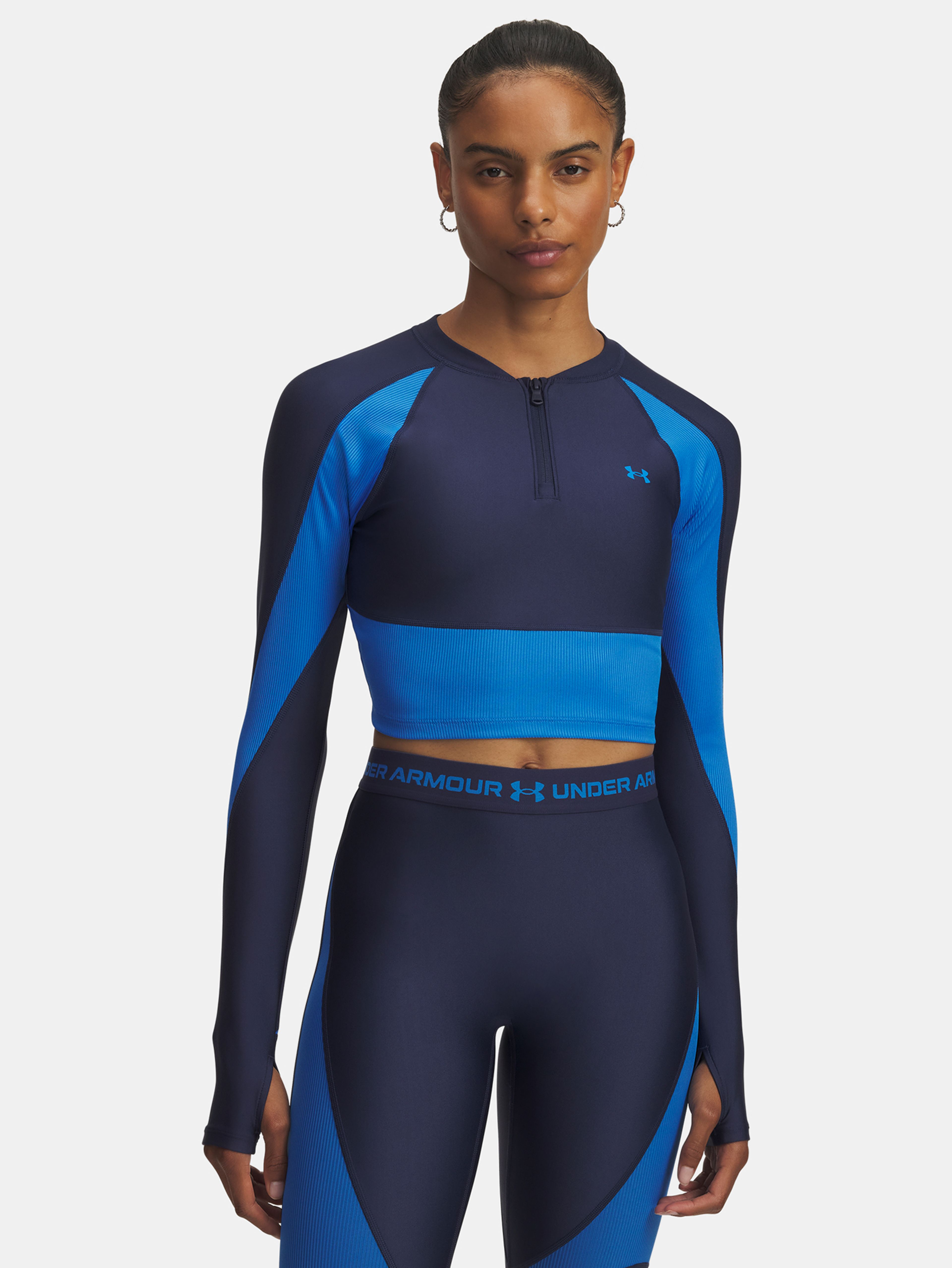 Moteriški marškinėliai Under Armour UA HG Rib 1/4 Zip-BLU