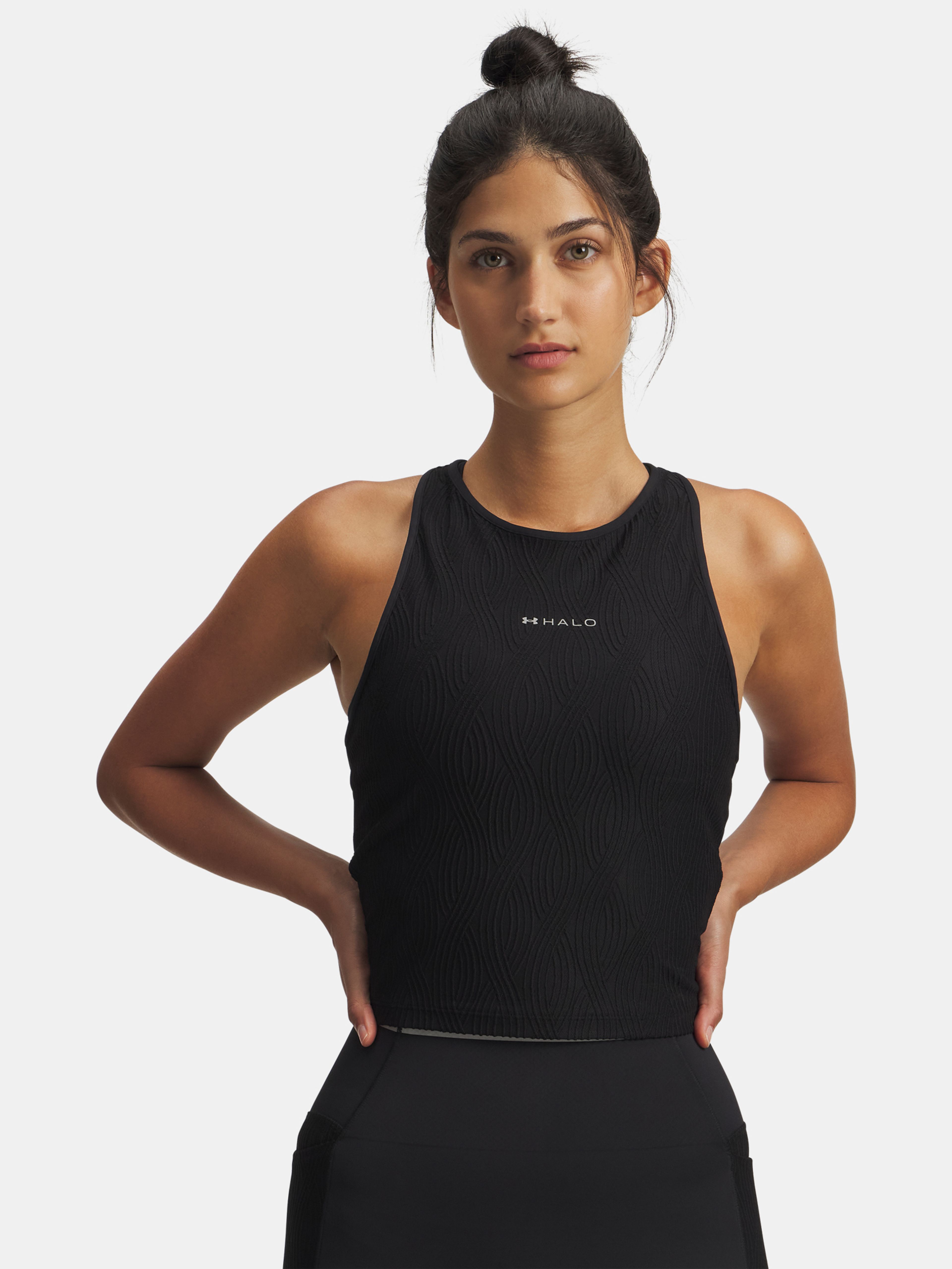 Női atlétatrikó Under Armour UA Halo Jacquard Knit Tank-BLK