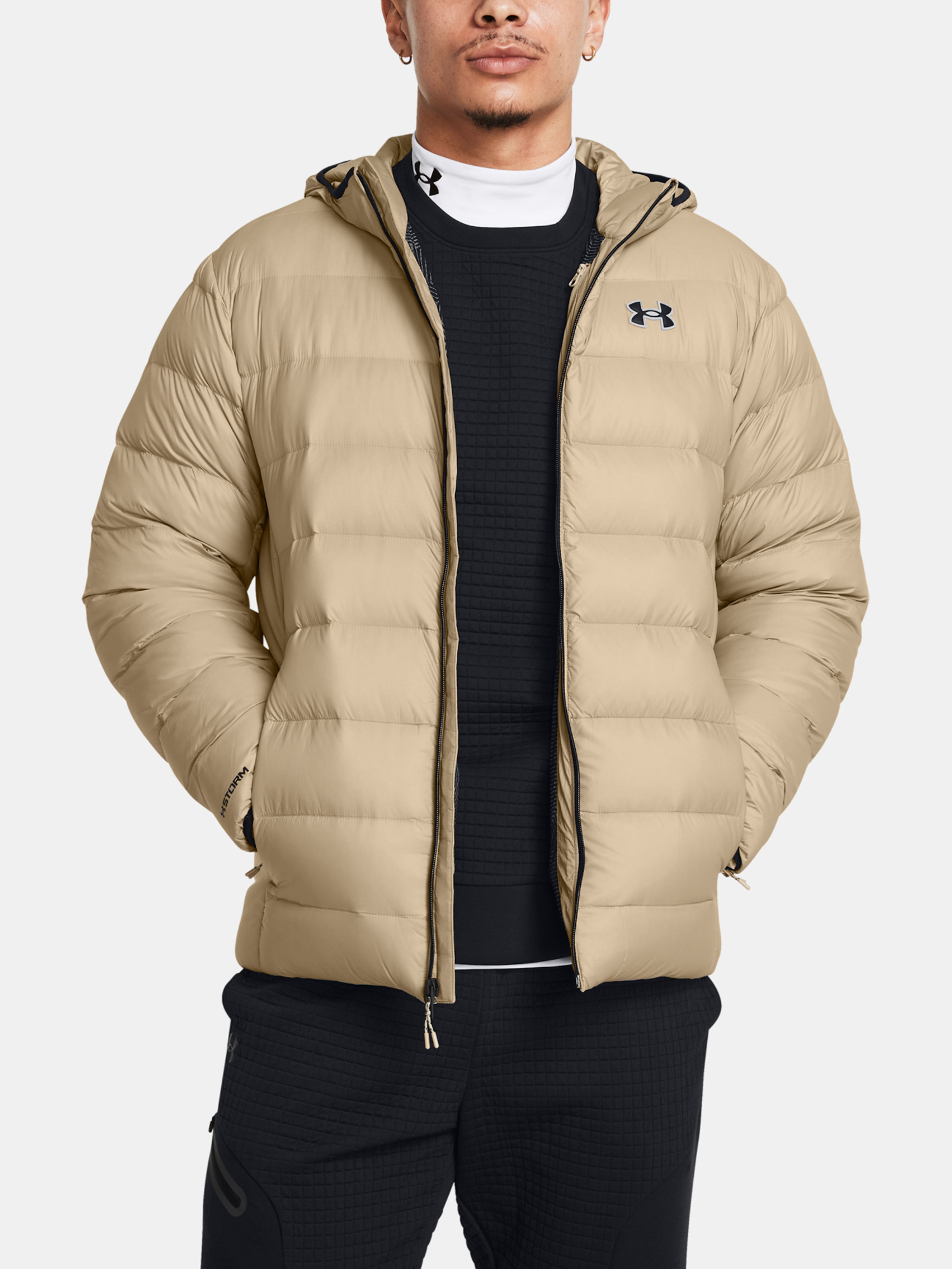 Férfi dzseki Under Armour LEGEND DOWN HOODED JACKET-BRN