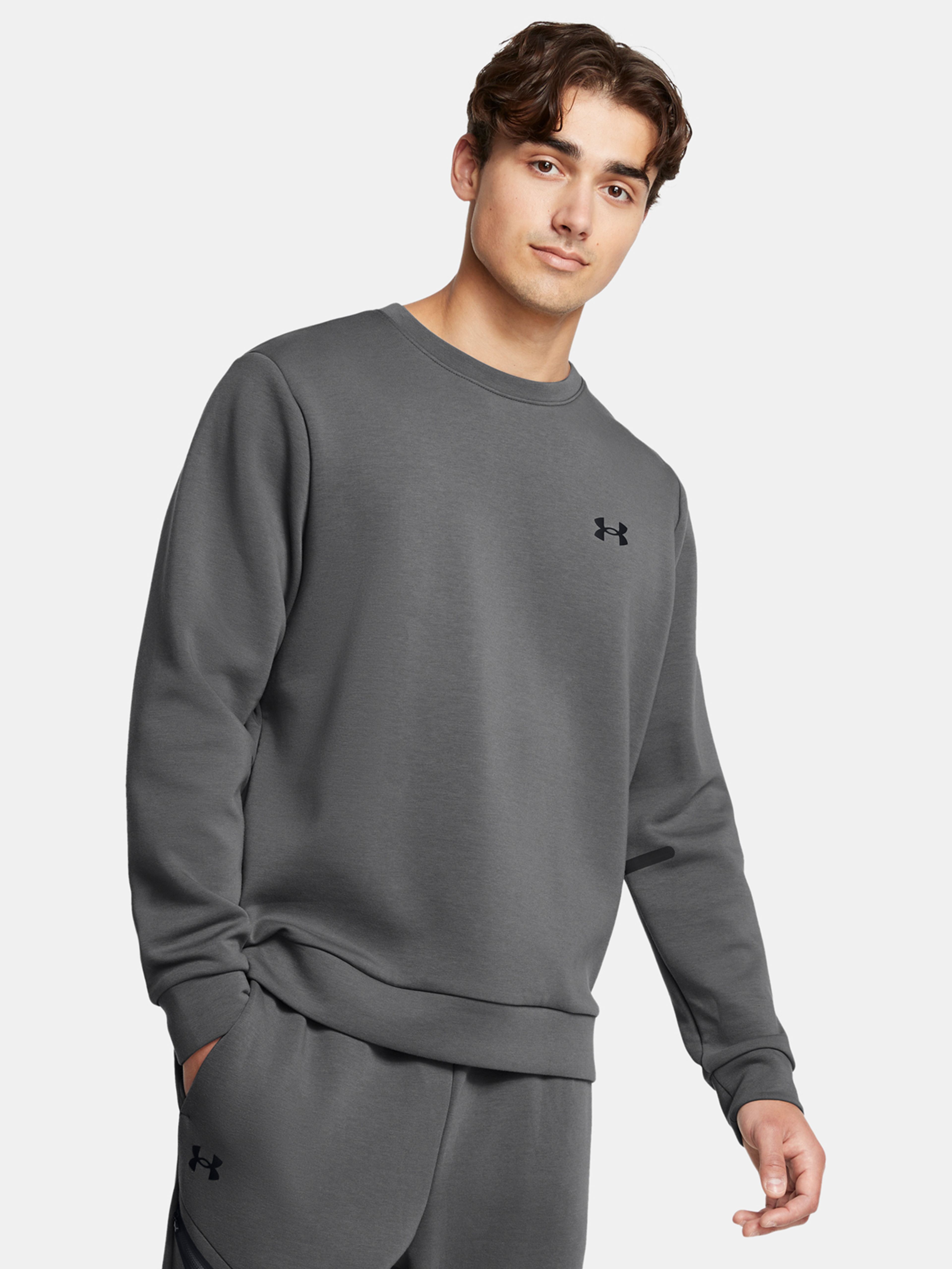 Férfi felső Under Armour UA Unstoppable Flc Crew EU-GRY