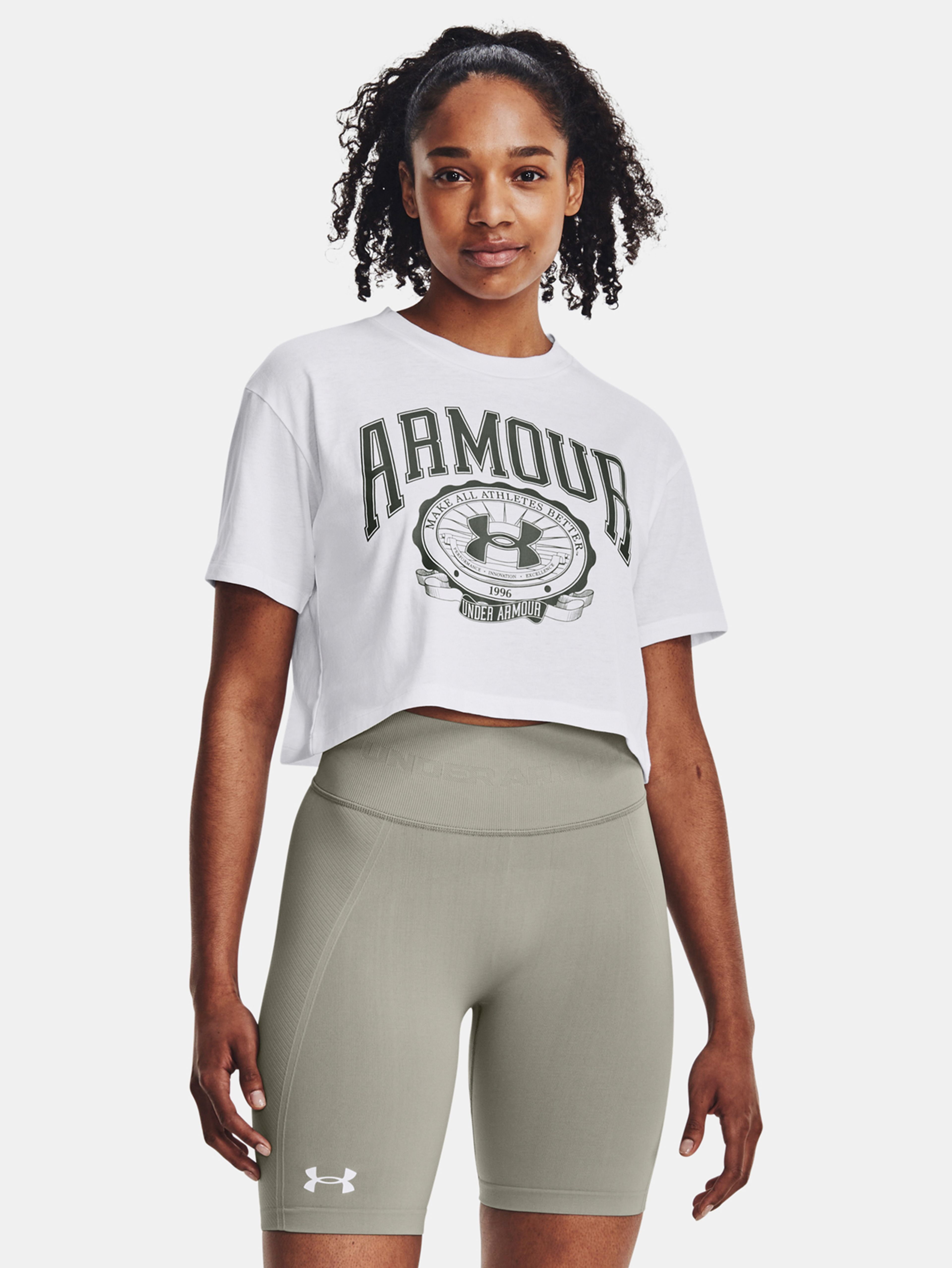 Női póló Under Armour UA COLLEGIATE CREST CROP SS