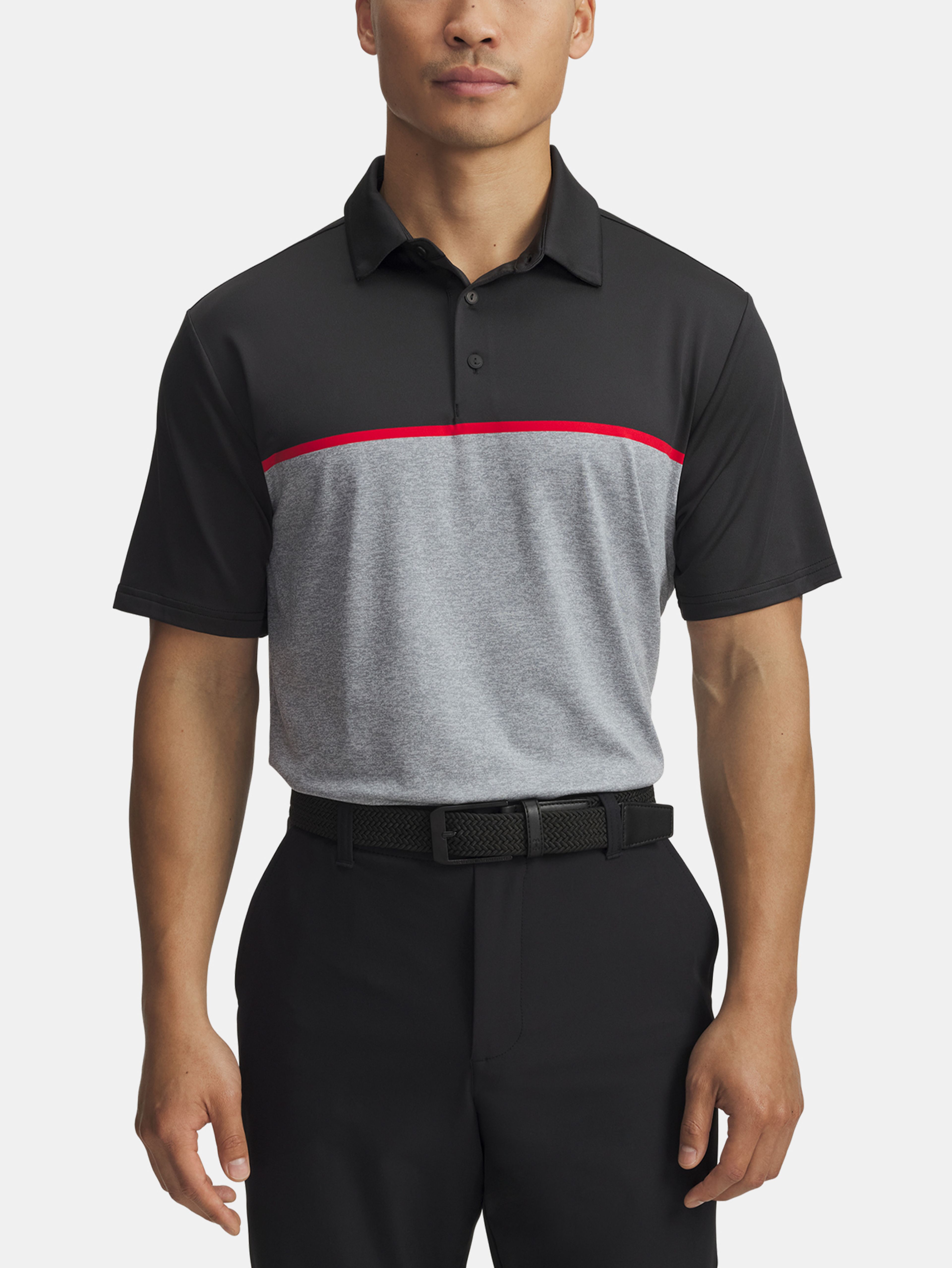 Pánske tričko Under Armour UA Plyoff 3.0 Stripe Polo LB-BLK