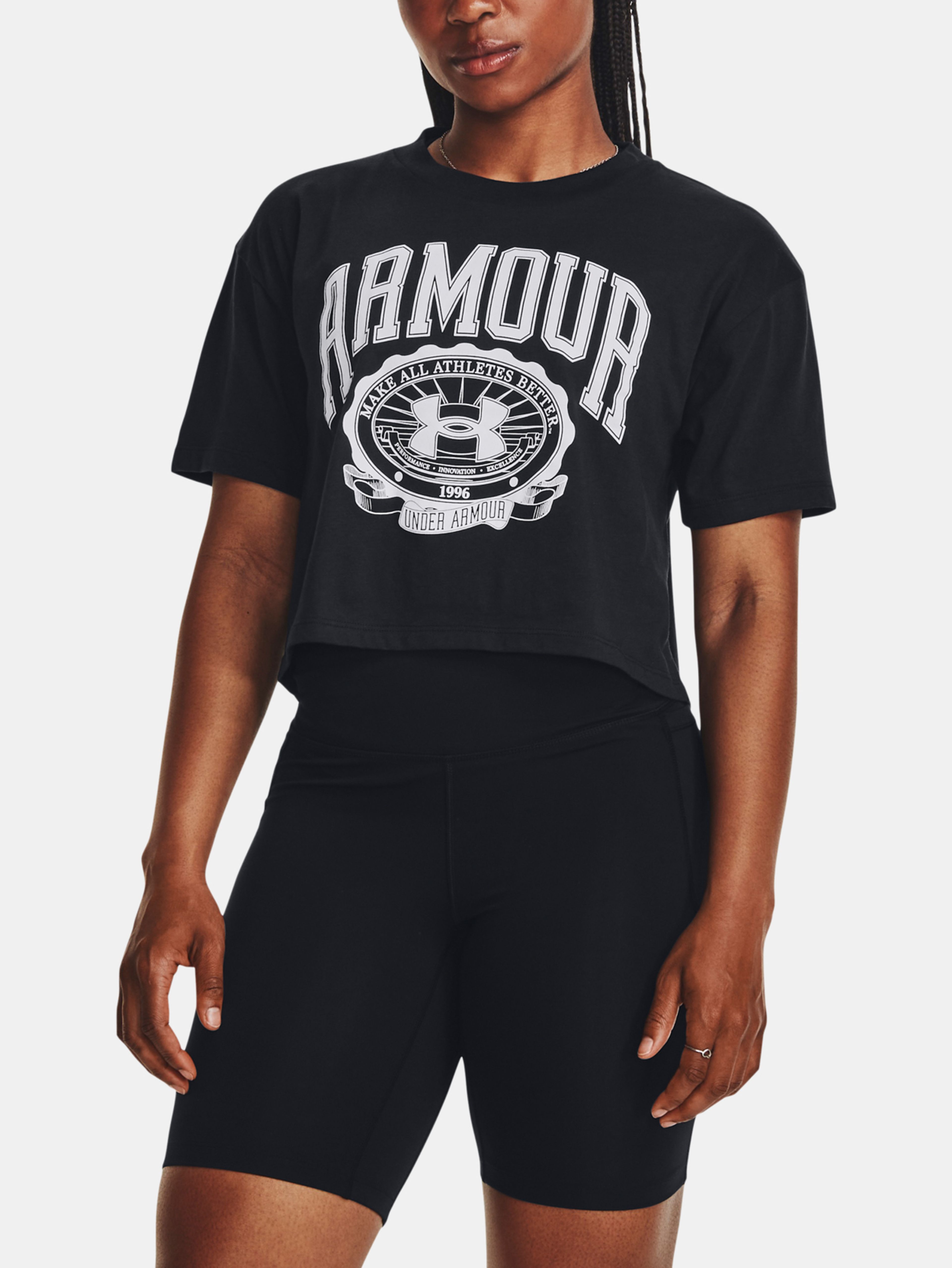 Dámske tričko Under Armour UA COLLEGIATE CREST CROP SS