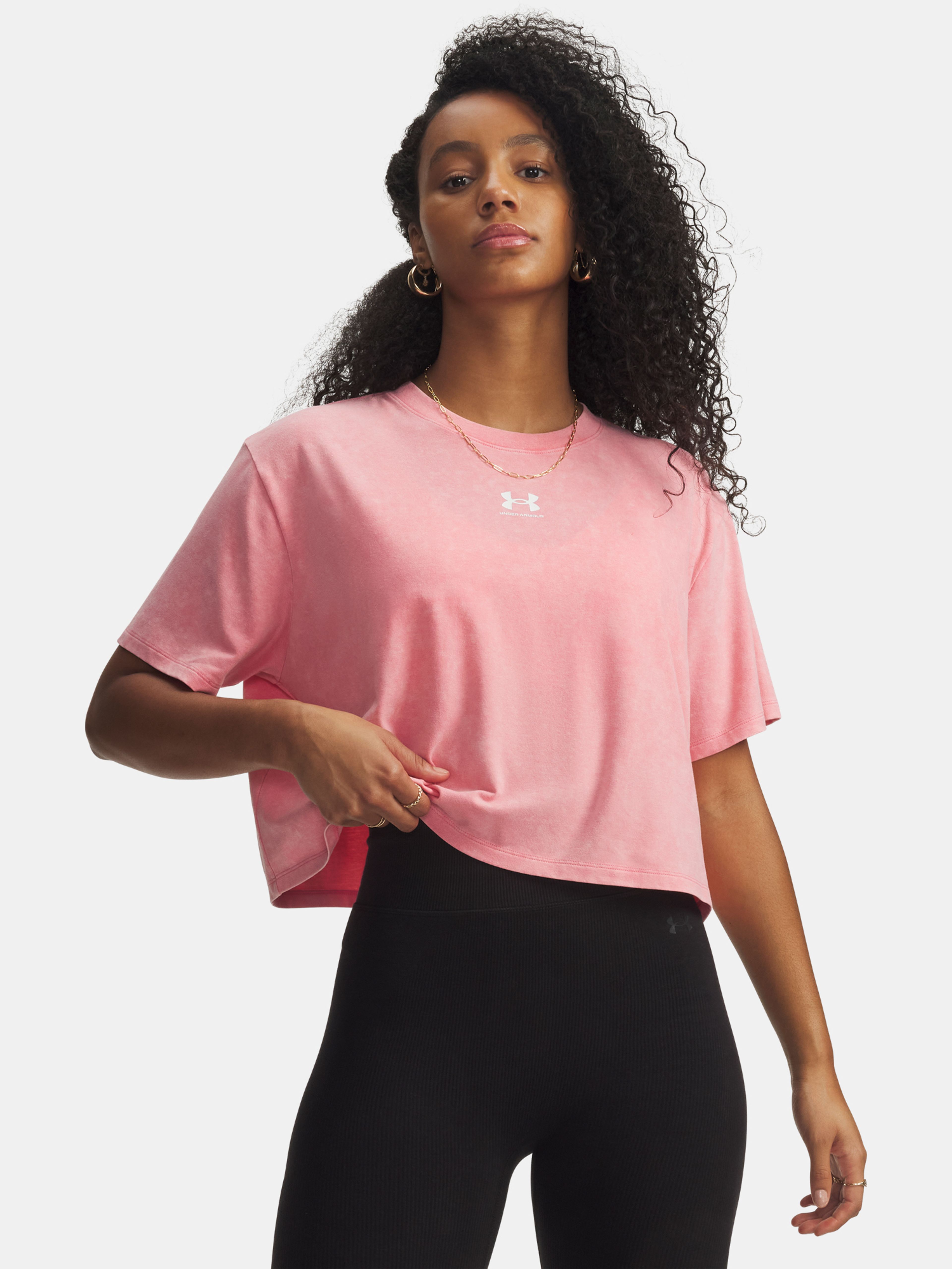 Ženska majica Under Armour UA Rival Boxy Tee Wash-PNK