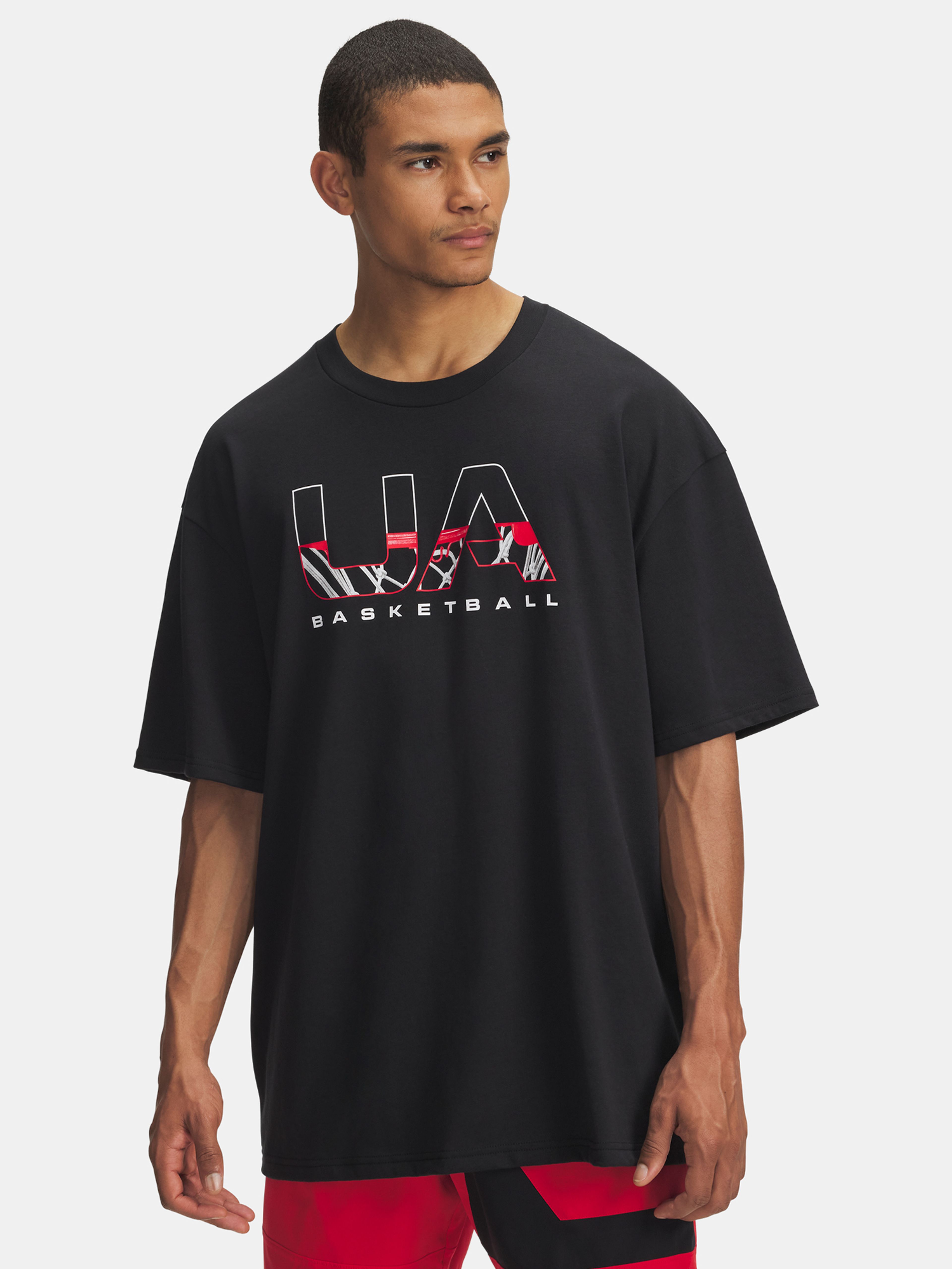Pánske tričko Under Armour UA M HWT Hoops Branded SS-BLK