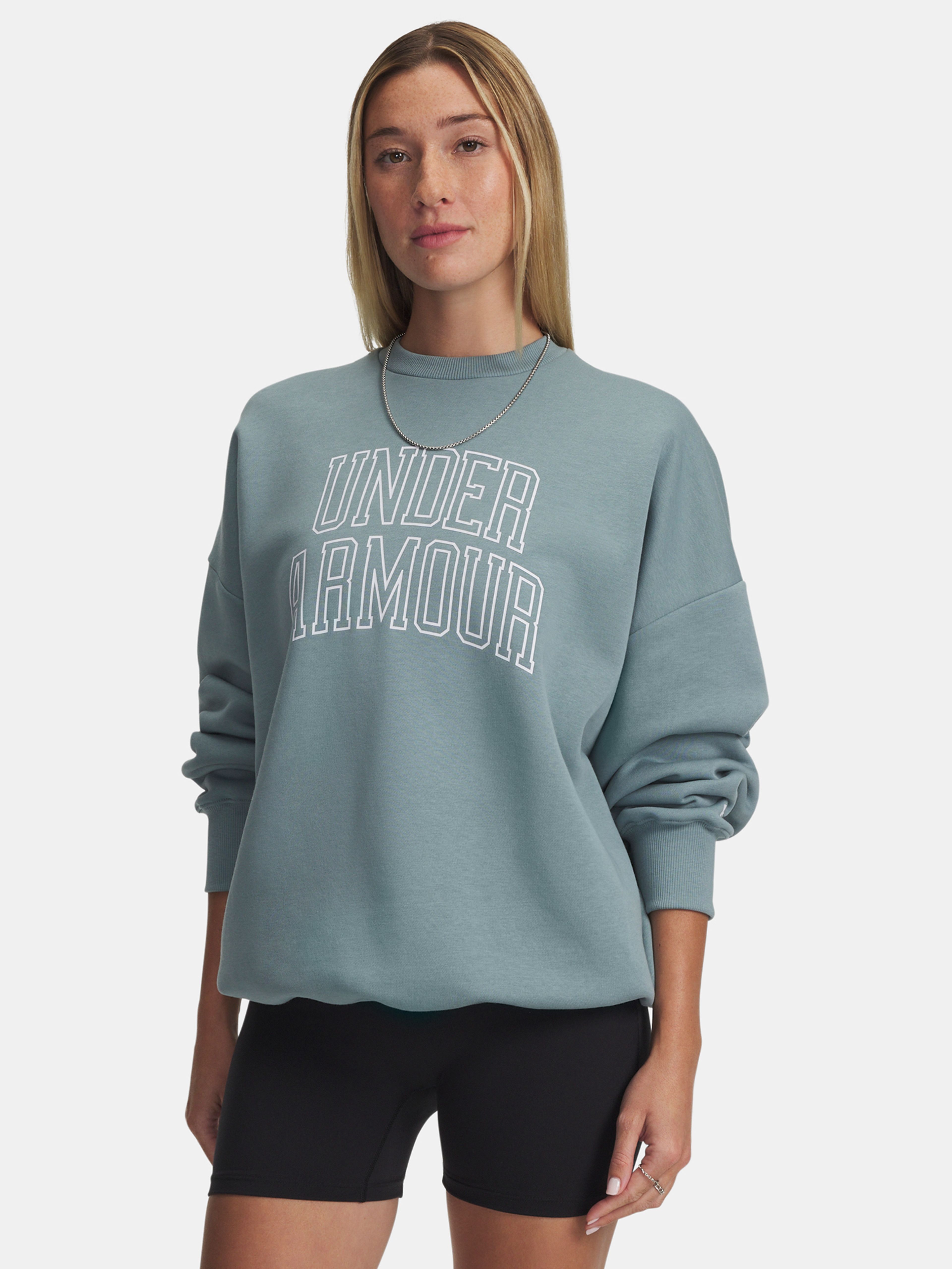 Női felső Under Armour Rival Flc OS Varsity Crew-GRN