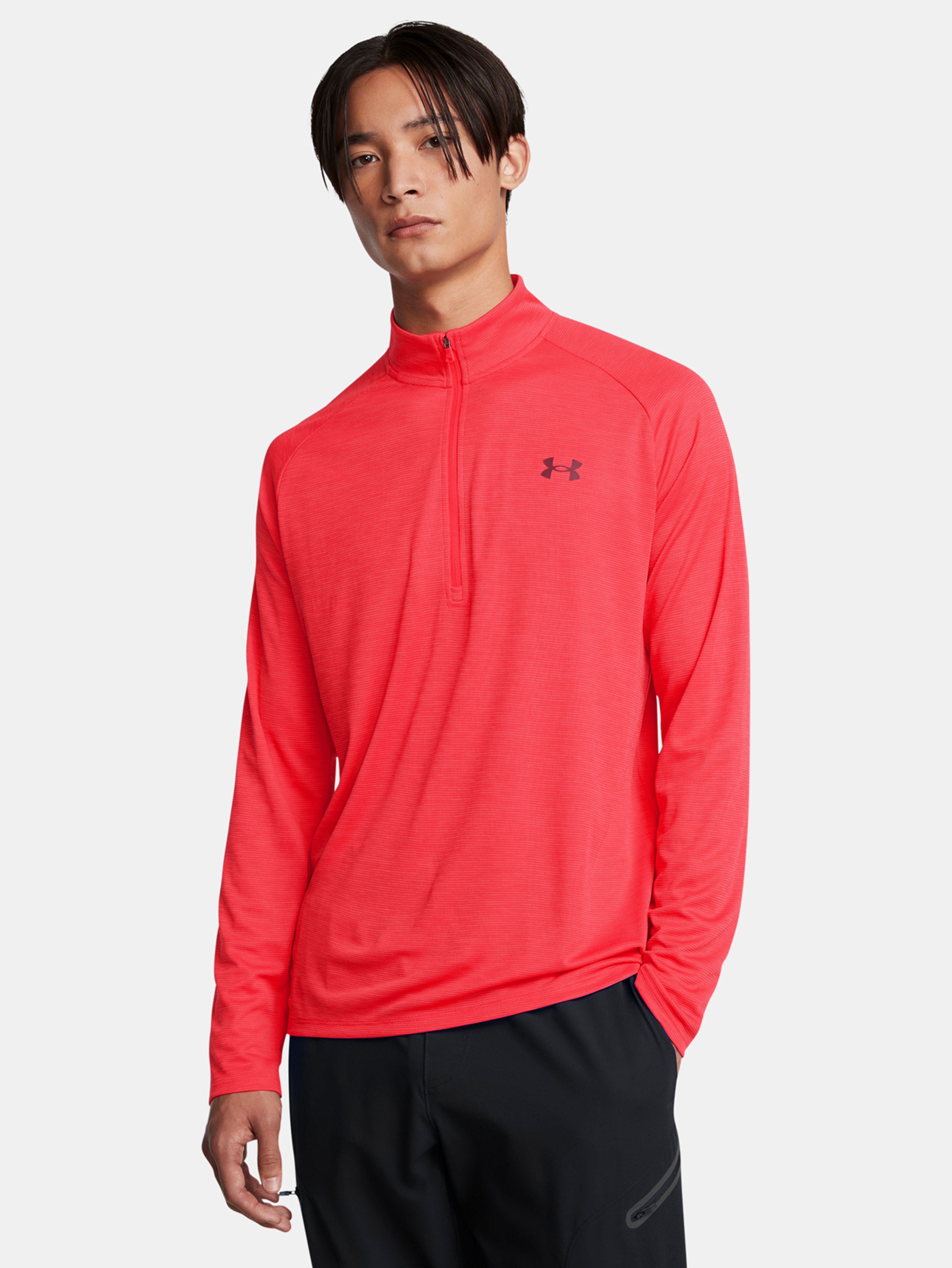Férfi póló Under Armour UA Tech Textured 1/2 Zip-RED